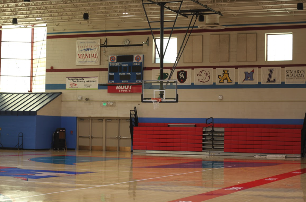 Manual high school basketball court